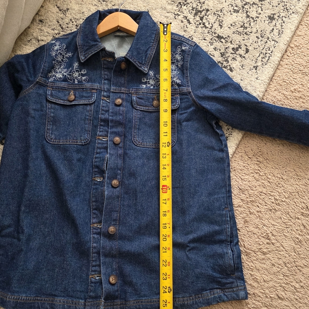 Denim Embroidered Shacket Western Cottage Core Womens M Petite Style & Co NWT - Picture 3 of 7